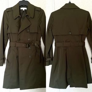 New York & Company army green double breasted trench coat